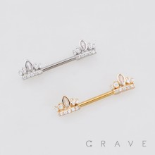 MULTI CZ TIARA CROWN 316L SURGICAL STEEL NIPPLE RING
